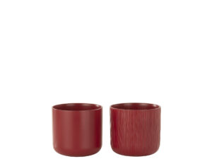 Bloempot Holia Keramiek Rood H12,6 cm - Set van 2