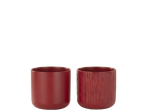 Bloempot Greisken Keramiek Rood H14,5 cm - Set van 2