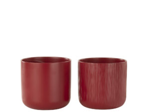 Bloempot Premmone Keramiek Rood H18 cm - Set van 2