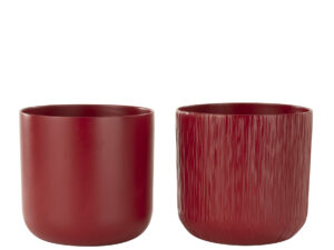 Bloempot Zandek Keramiek Rood H20 cm - Set van 2