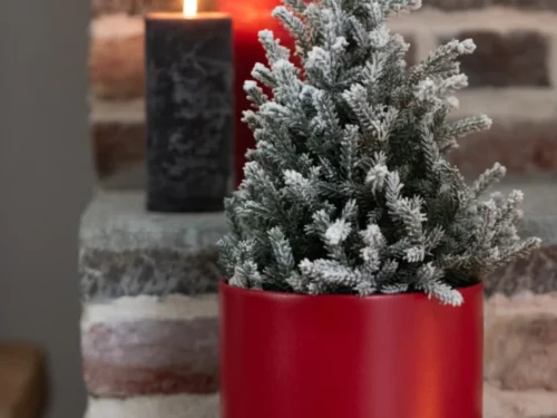 Ciltund rode keramische bloempot met kunstboompje, XXL formaat, set van 2, warm en stijlvol design