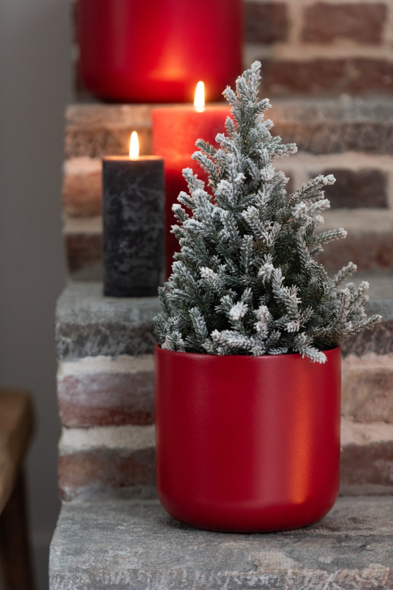 Bloempot Ciltund Keramiek Rood H26 cm - Set van 2
