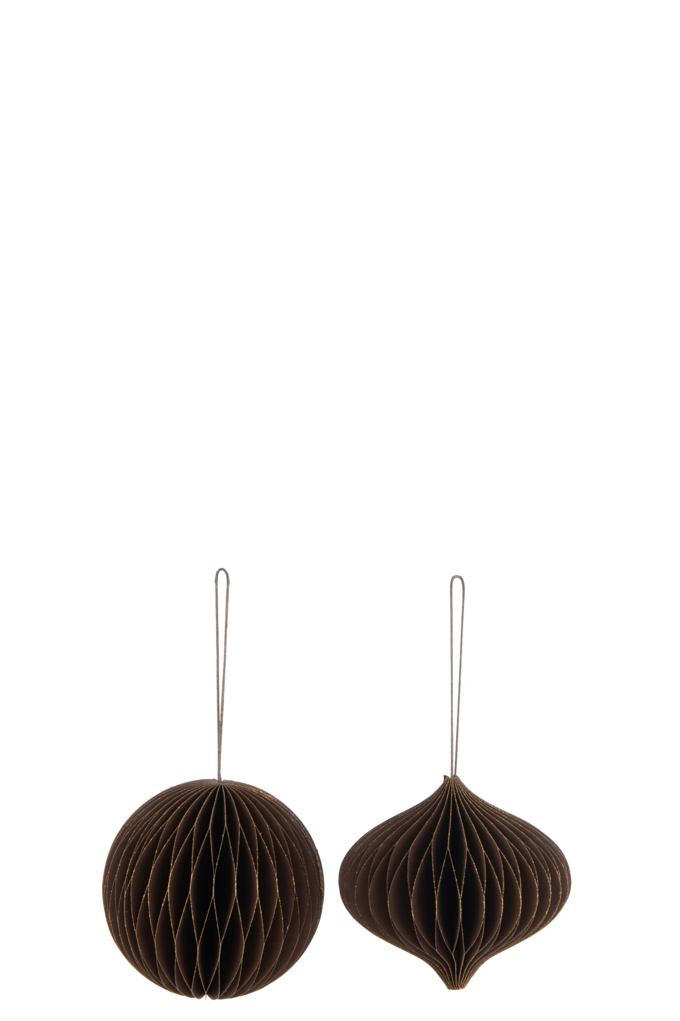 Kerstballen Daulda Papier Bruin - Set van 2