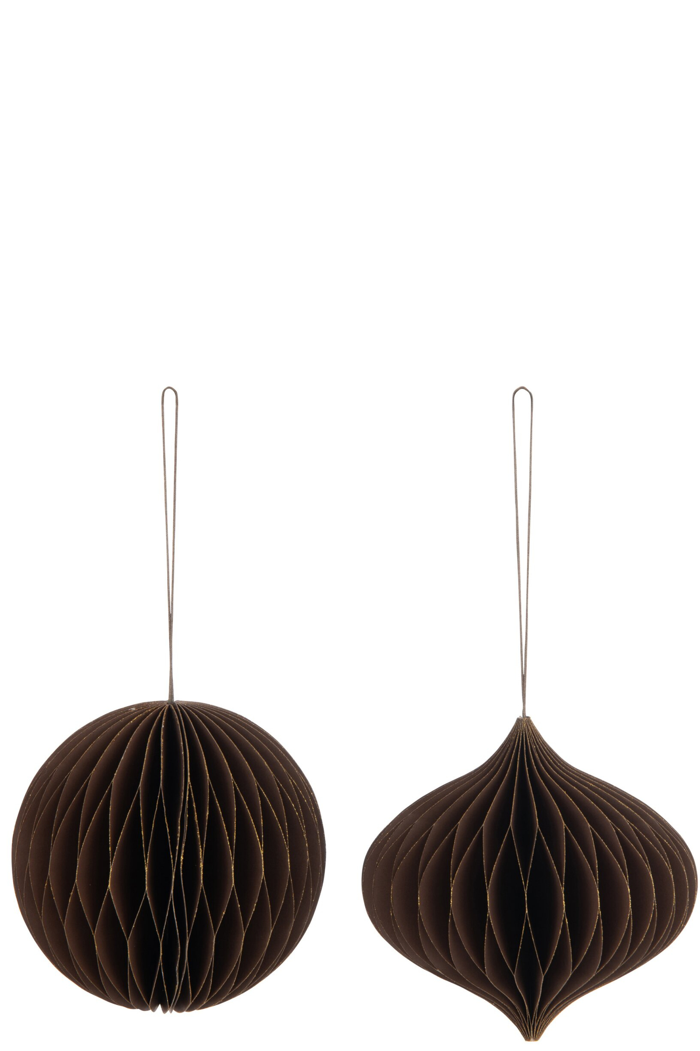 Kerstballen Flaakena Papier Bruin - Set van 2