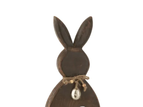 Decoratiefiguur Prokir van donkerbruin mangohout met jute detail en hartvormige uitsparing voor warme woondecoratie