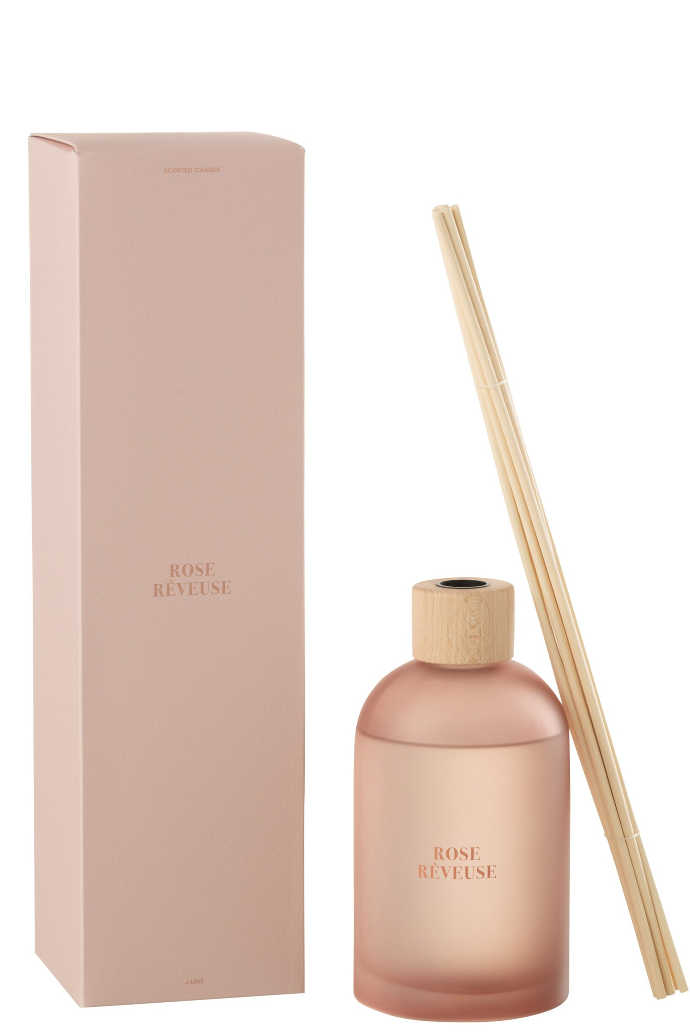 Roze Brultos geurstokjesdiffuser met houten stokjes en elegante rozengeur in stijlvolle verpakking