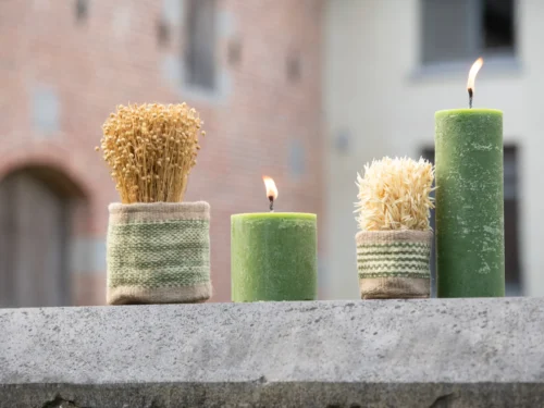 Mand Raandora Jute Groen set van 2 met ronde vorm, natuurlijke jute en groen accent voor kleine spullen