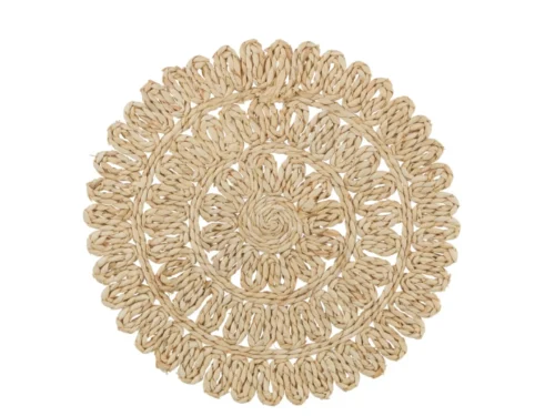 Ronde Placemat Volendam Maïs Naturel met gevlochten structuur in warme beige tinten