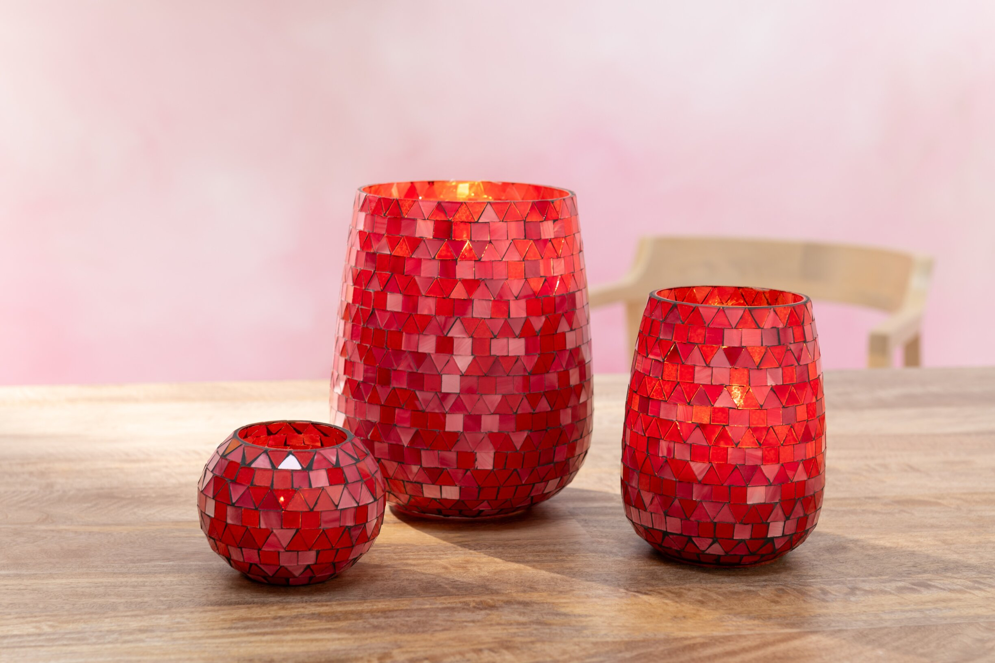 Waxinelichthouder Feelvio Glas Roze - Afbeelding 3