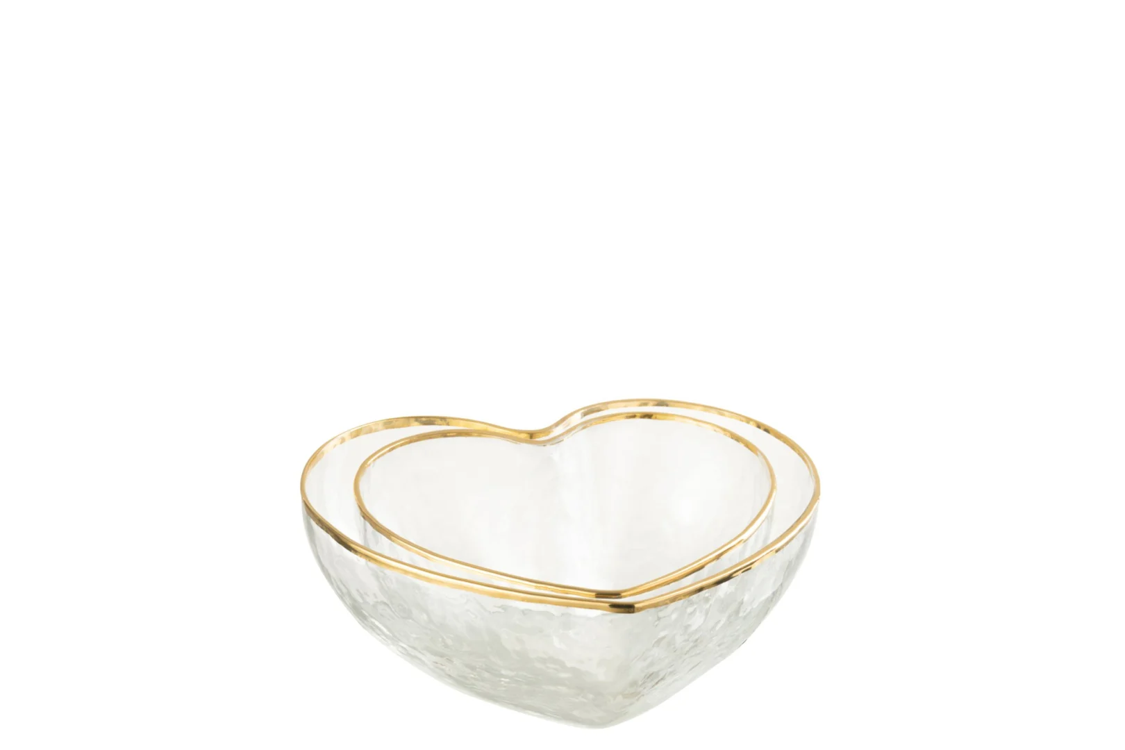 Schaal Trubonte Glas Transparant met gouden rand en hartvorm voor stijlvolle hapjespresentatie