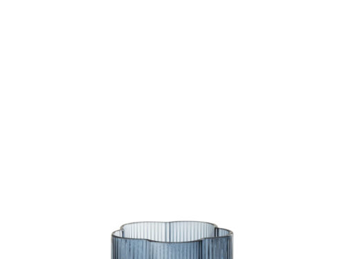 Greennas blauw drinkglas van geribbeld glas, compact en stijlvol voor dagelijks gebruik