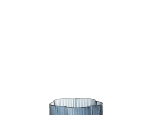 Greennas blauw drinkglas van geribbeld glas, compact en stijlvol voor dagelijks gebruik
