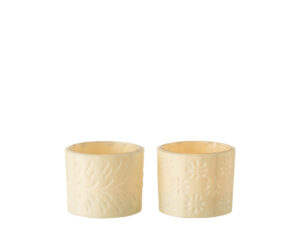 Waxinelichthouder Klauldy Glas Beige - Set van 2