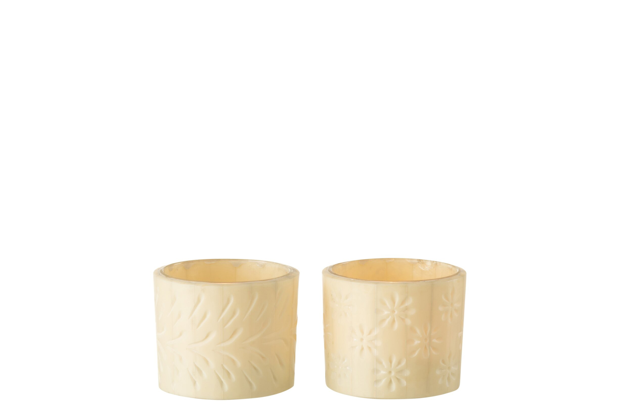Waxinelichthouder Klauldy Glas Beige - Set van 2