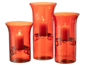 Kandelaar Feessol Glas Rood H21 cm - Set van 3