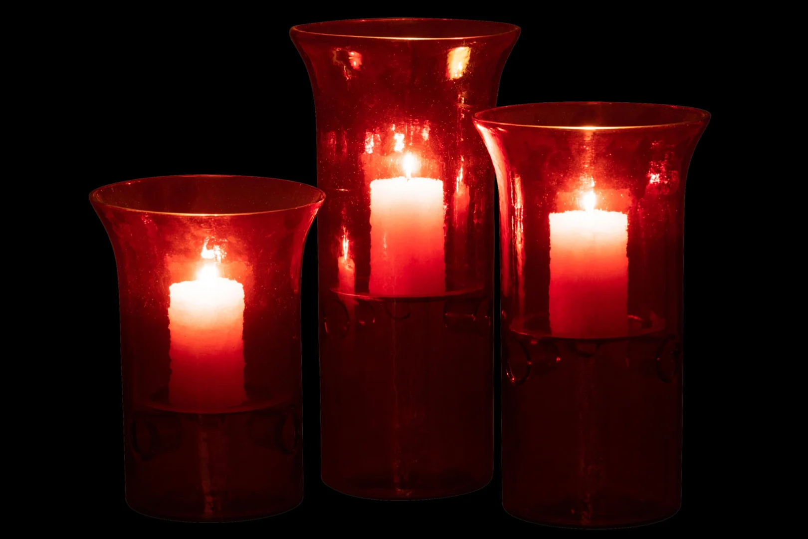 Kandelaar Feessol Glas Rood H21 cm - Set van 3 - Afbeelding 2
