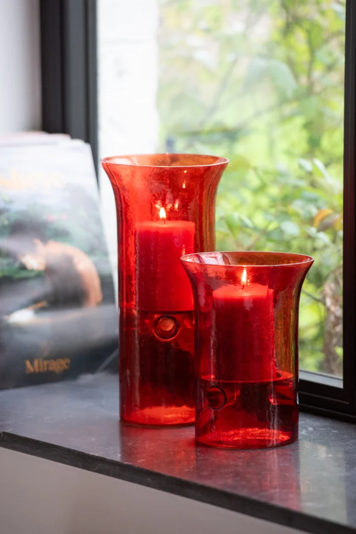 Kandelaar Feessol Glas Rood H21 cm - Set van 3 - Afbeelding 5