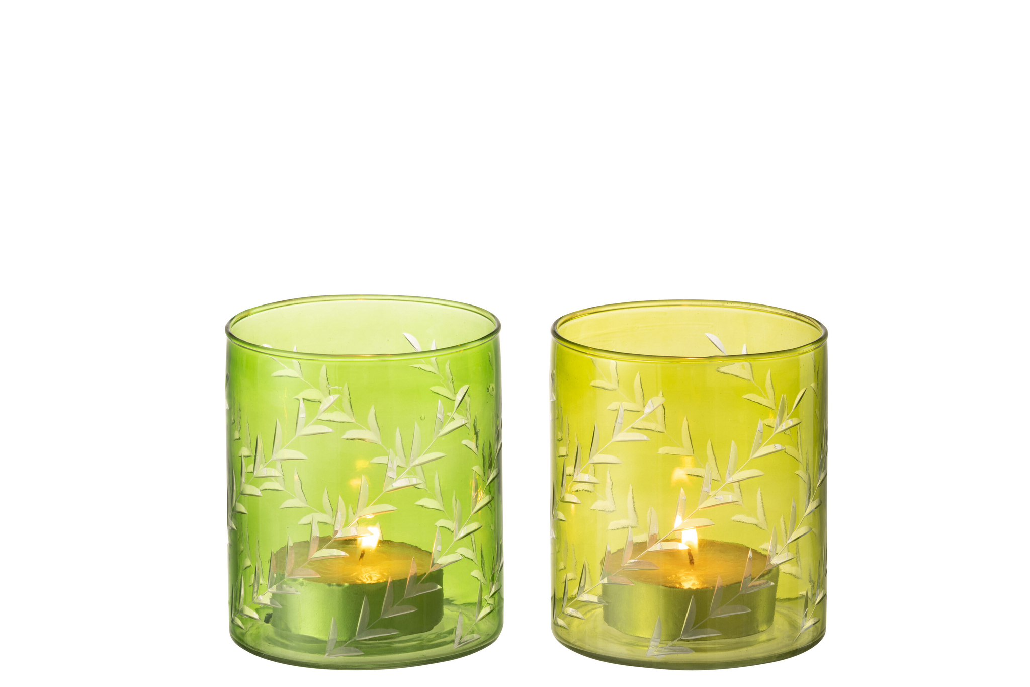 Waxinelichthouder Miesky Glas Groen - Set van 2