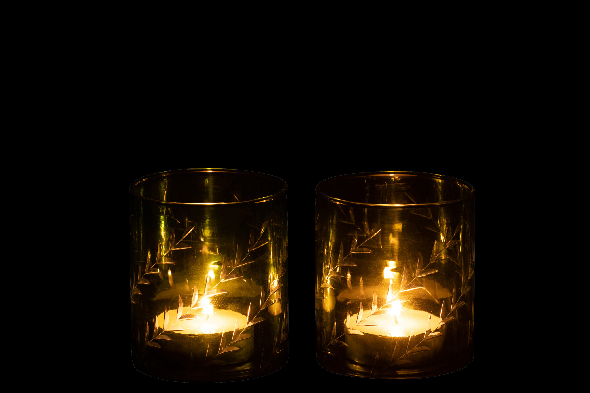 Waxinelichthouder Miesky Glas Groen - Set van 2 - Afbeelding 2