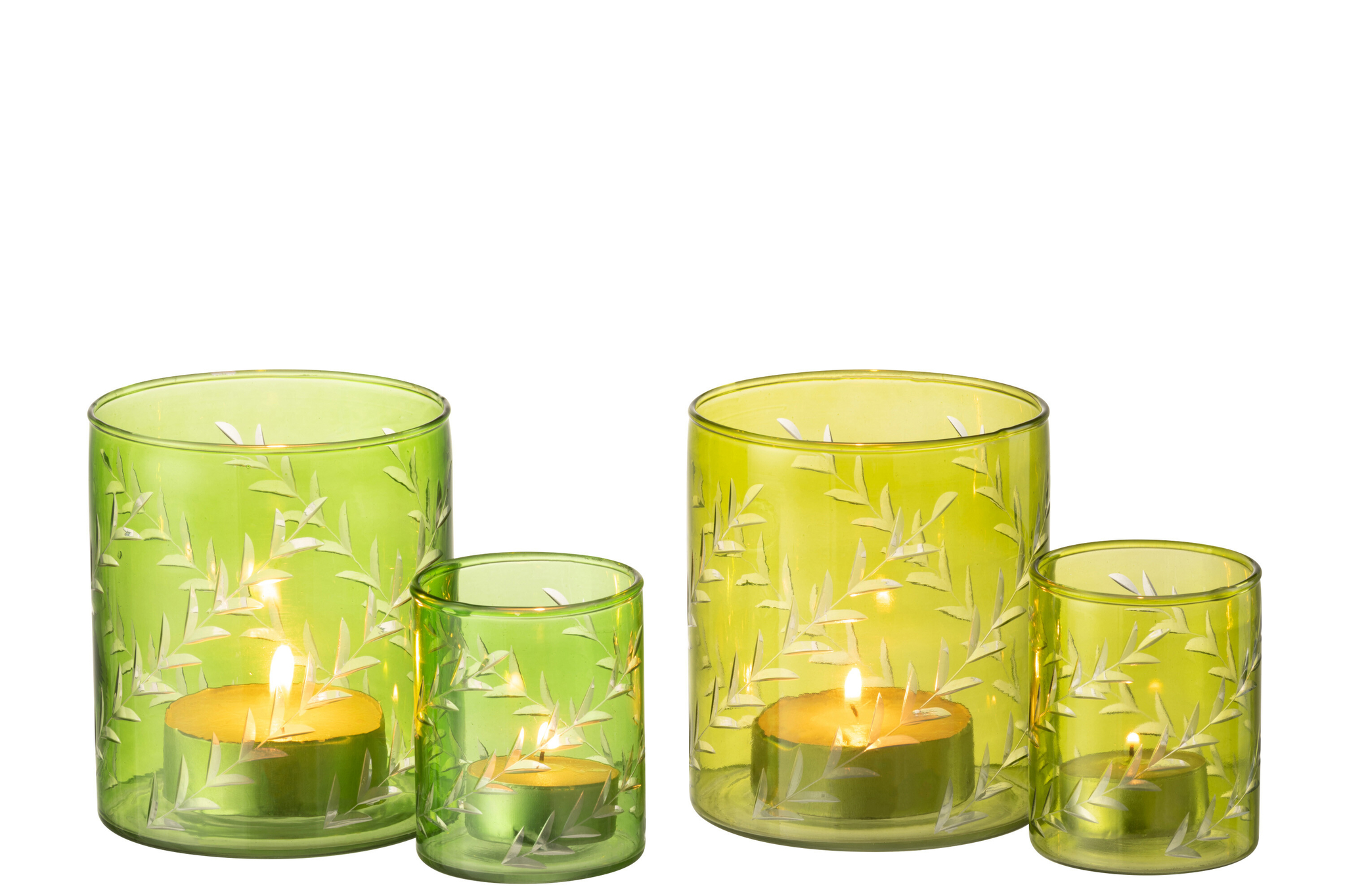 Waxinelichthouder Miesky Glas Groen - Set van 2 - Afbeelding 4