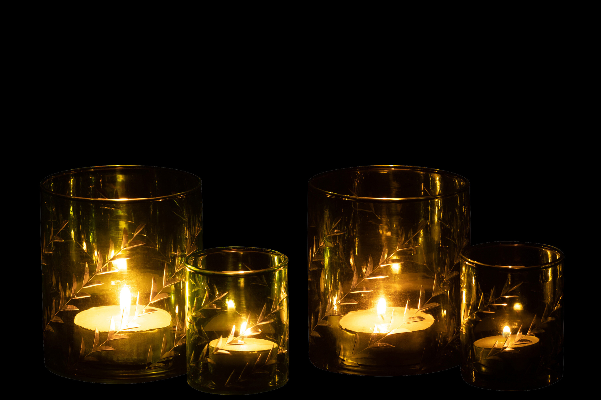 Waxinelichthouder Miesky Glas Groen - Set van 2 - Afbeelding 5