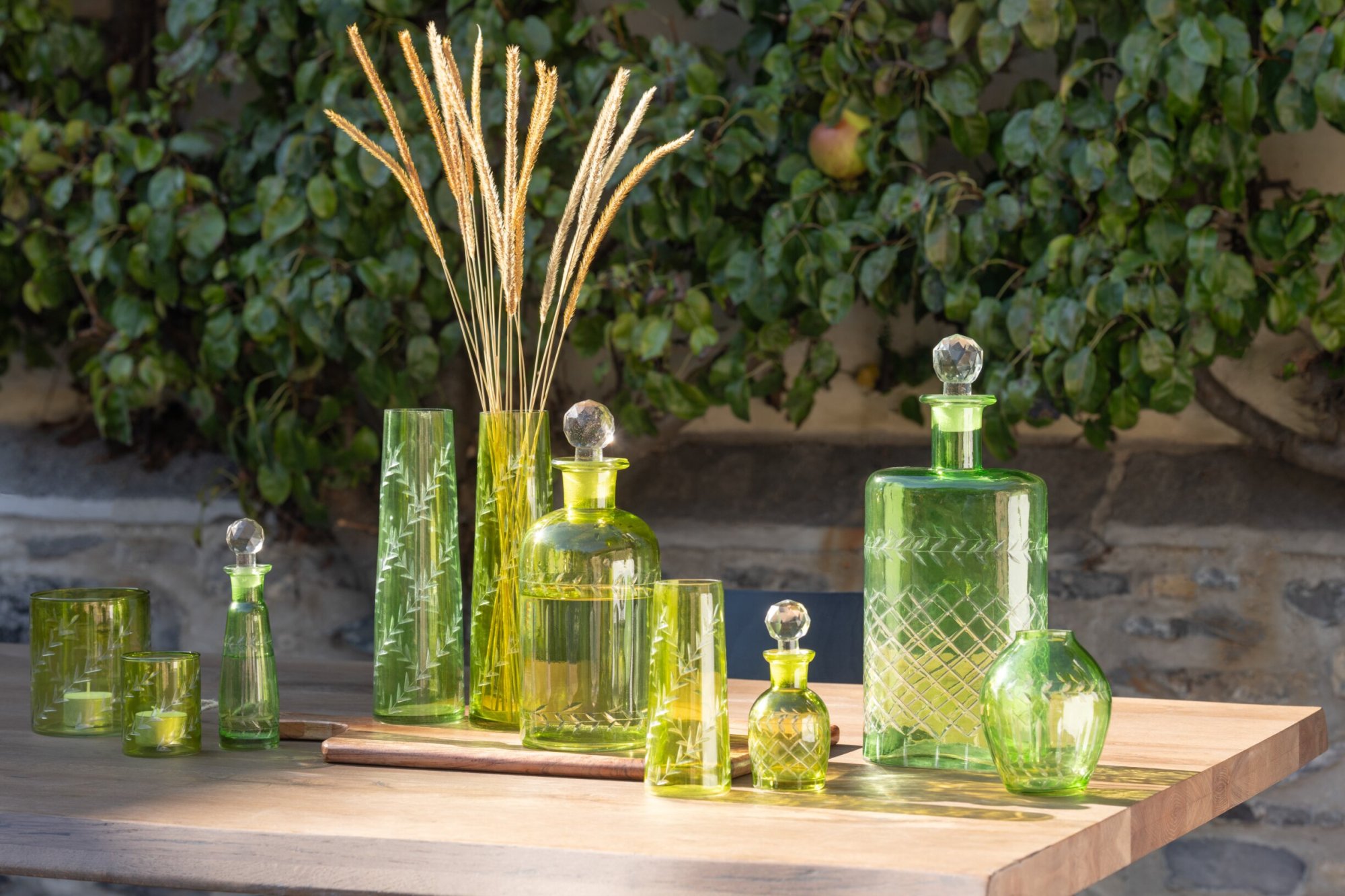 Waxinelichthouder Miesky Glas Groen - Set van 2 - Afbeelding 6
