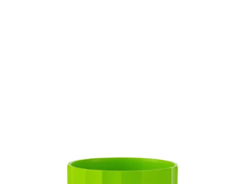 Groene keramische bloempot Triernund met ribbelstructuur, compact formaat H12,6 cm voor plant of decoratie