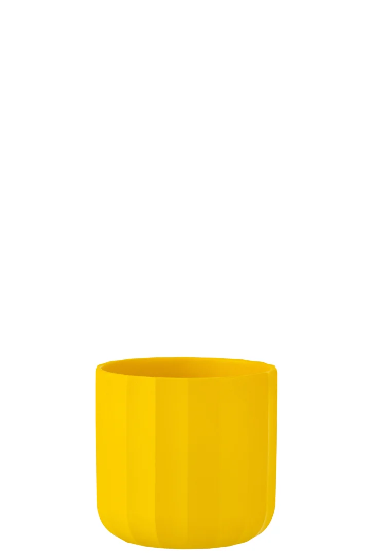 Gele Giemmak bloempot van keramiek, compact met rustige vorm en matte glans