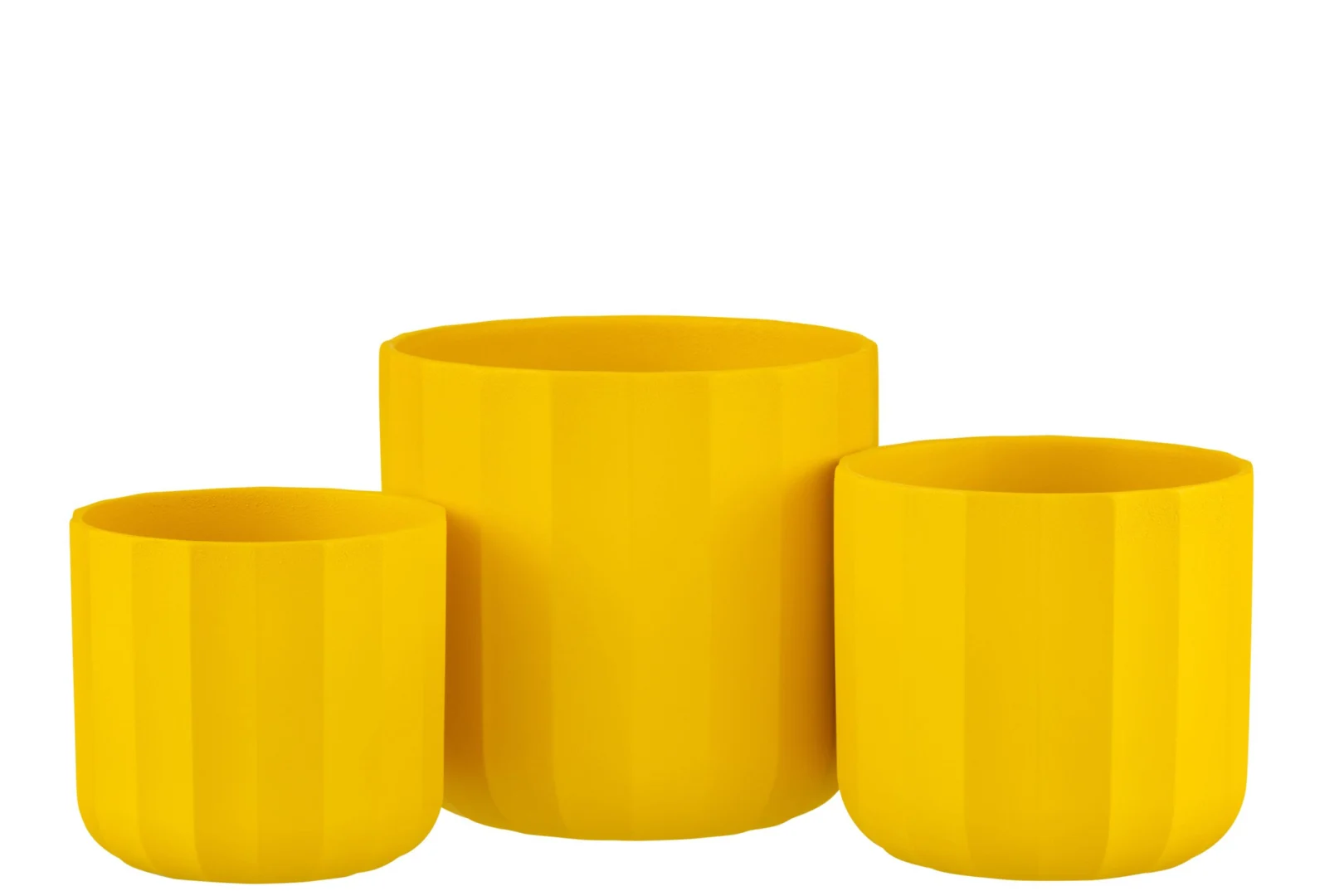 Gele keramieken bloempot Reiton H18 cm met strakke ronde vorm en matte, stevige uitstraling