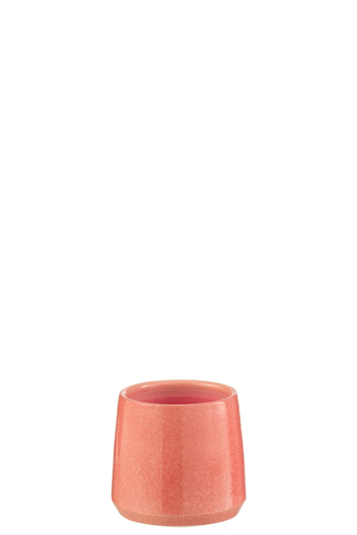 Naurni roze keramieken bloempot met ronde vorm en zachte glans, compact H13 cm