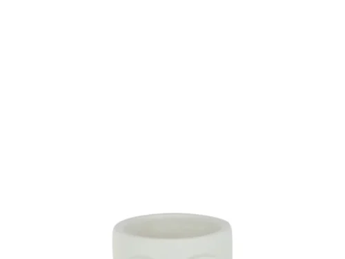 Bloempot Beenu Beton Wit met gezichtsmotief, compact cement design en H17,5 cm