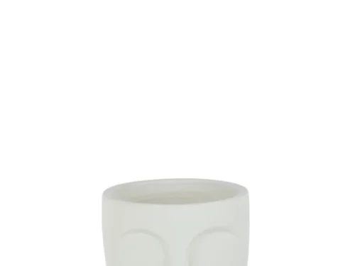 Witte Bloempot Stiermak Beton Face H22 cm met rustig gezicht en compact cementdesign
