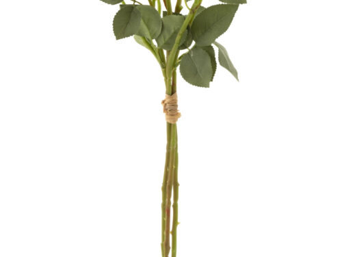 Kunstbloem Gerin roze rozenbos van polyester met lange steel en groene bladeren, 60 cm hoog
