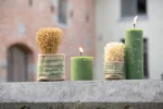 Nernun terracottapot set van 2 in naturel met gras en dennenhout, sfeervolle woonaccessoires in warme tinten
