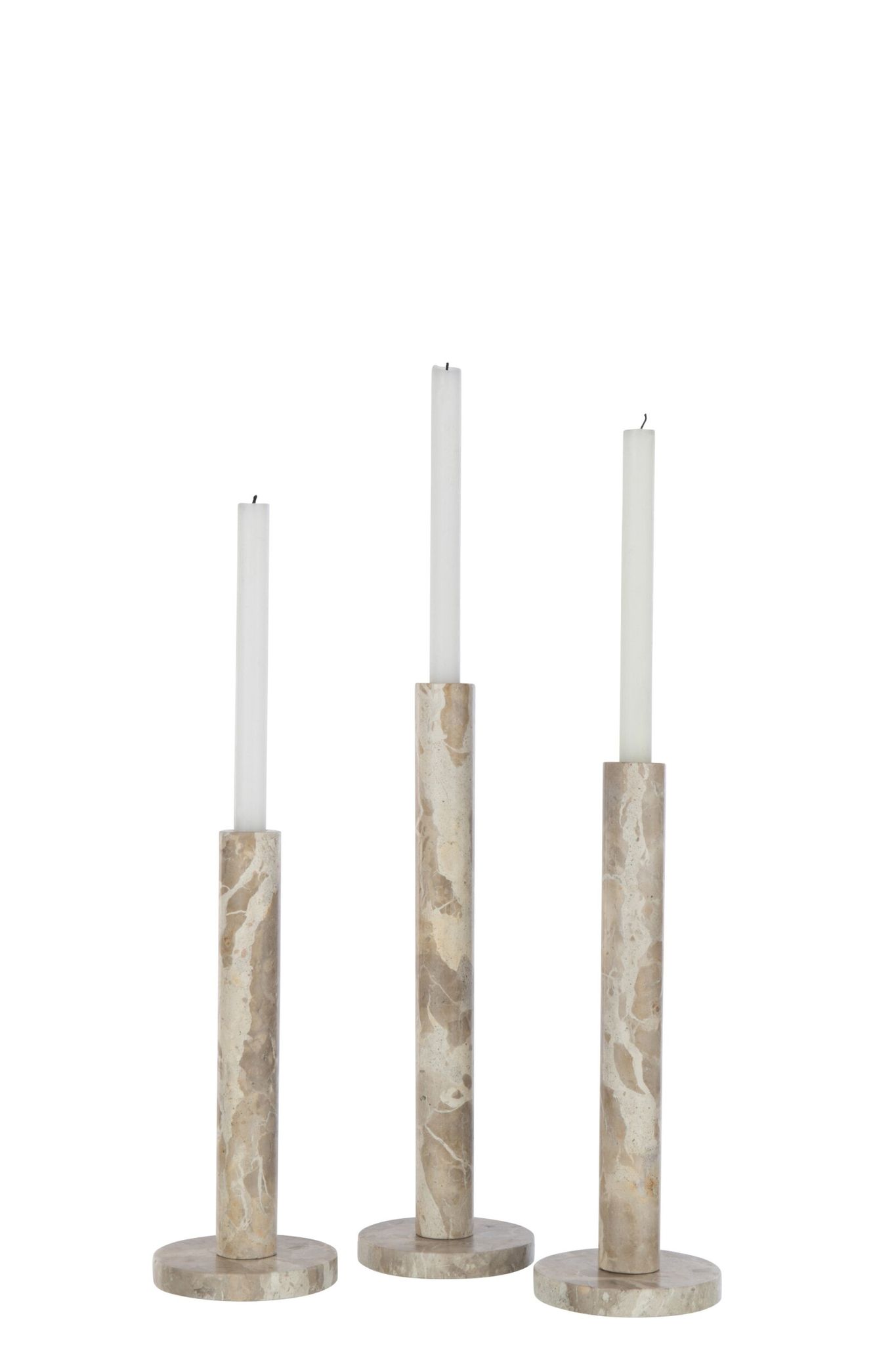 Kandelaar Molvane Marmer Beige H40 cm - Set van 3