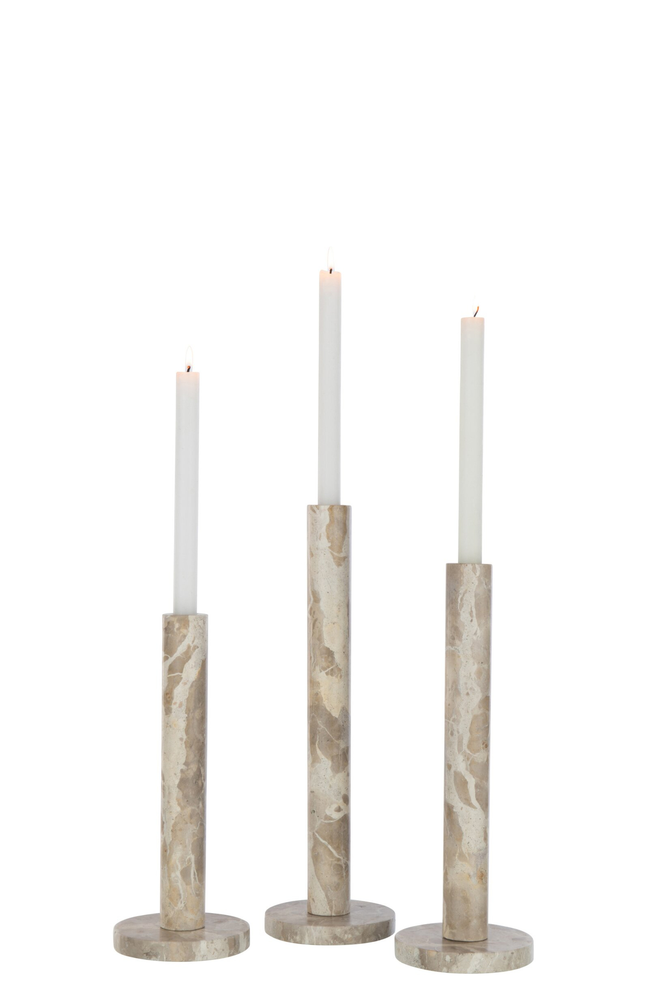 Kandelaar Molvane Marmer Beige H40 cm - Set van 3 - Afbeelding 2