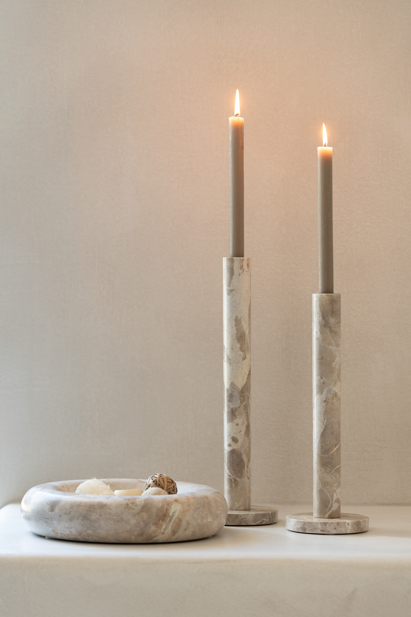 Kandelaar Molvane Marmer Beige H40 cm - Set van 3 - Afbeelding 5