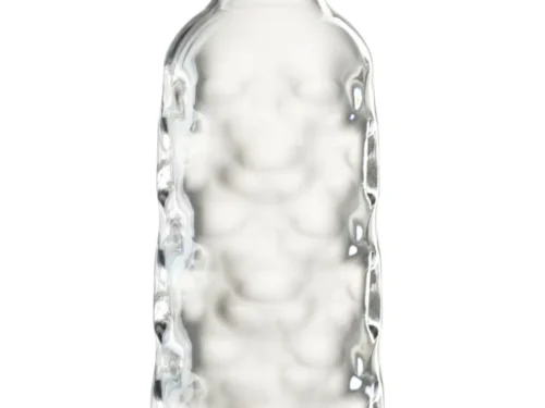 Transparante Cadeaudoos Pooltello kunststof fles met hamerslagmotief en slanke vorm