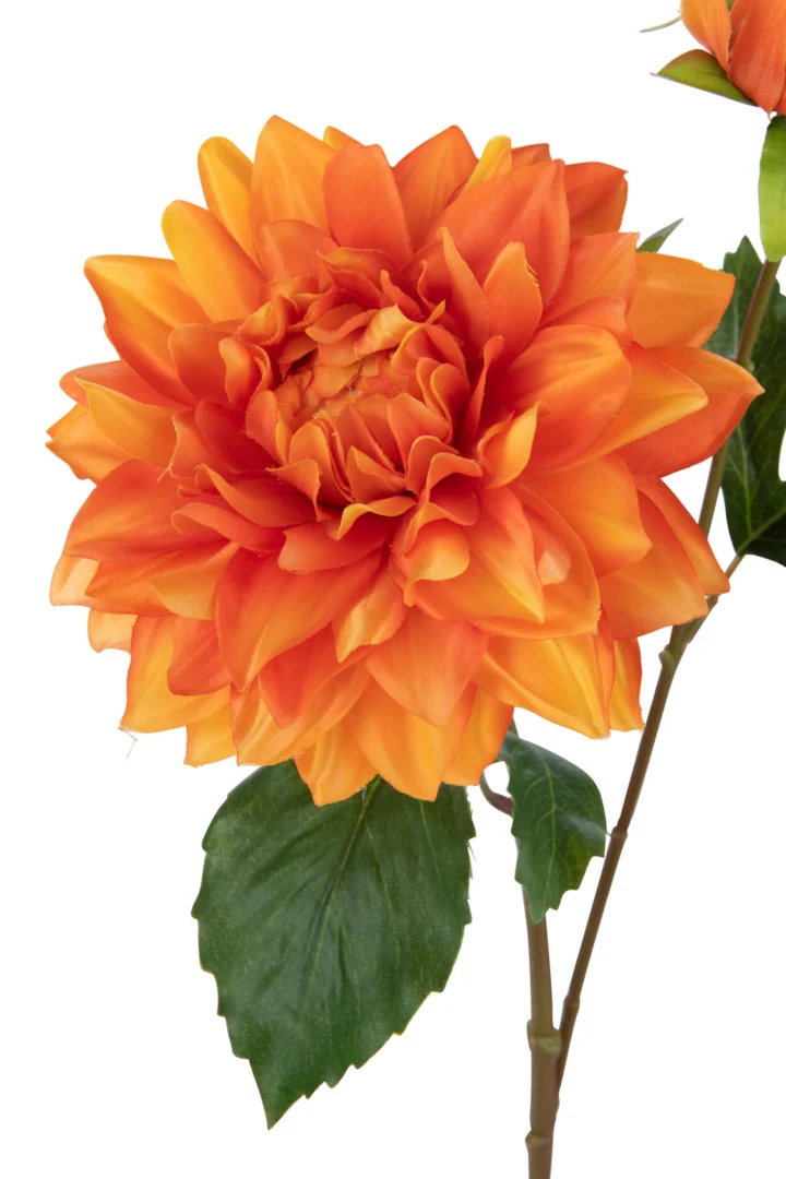 Kunstbloem Nauker oranje, 63 cm, met volle bloesem en groene bladeren voor een sfeervol interieur