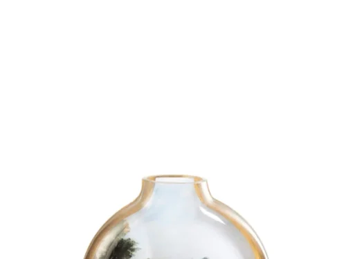 Carlisle glazen vaas meerkleurig met bloemenveldprint, compacte decoratieve vorm, H15 cm