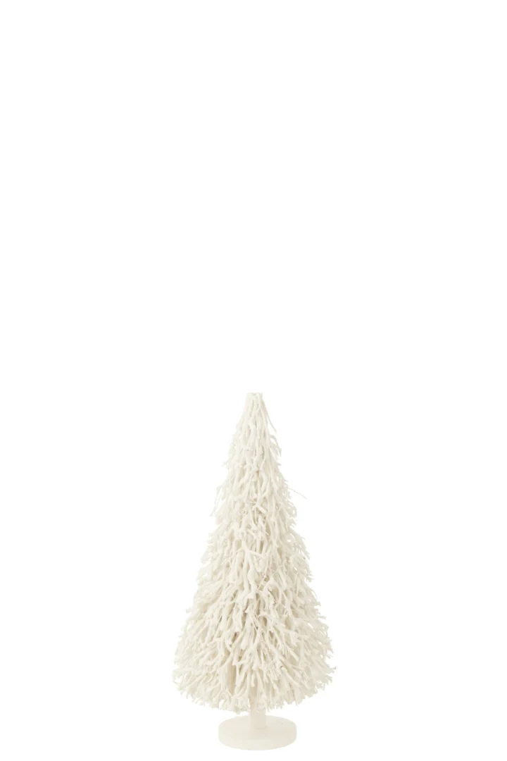 Kerstboom Funse Hout Wit, decoratieve witte kerstboom van theeboomhout met serene winterse uitstraling, 90 cm hoog