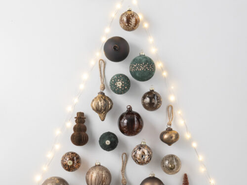 Kerstballen Fliessang glas goud, set van 3 met antieke uitstraling en warme glans voor kerstdecoratie