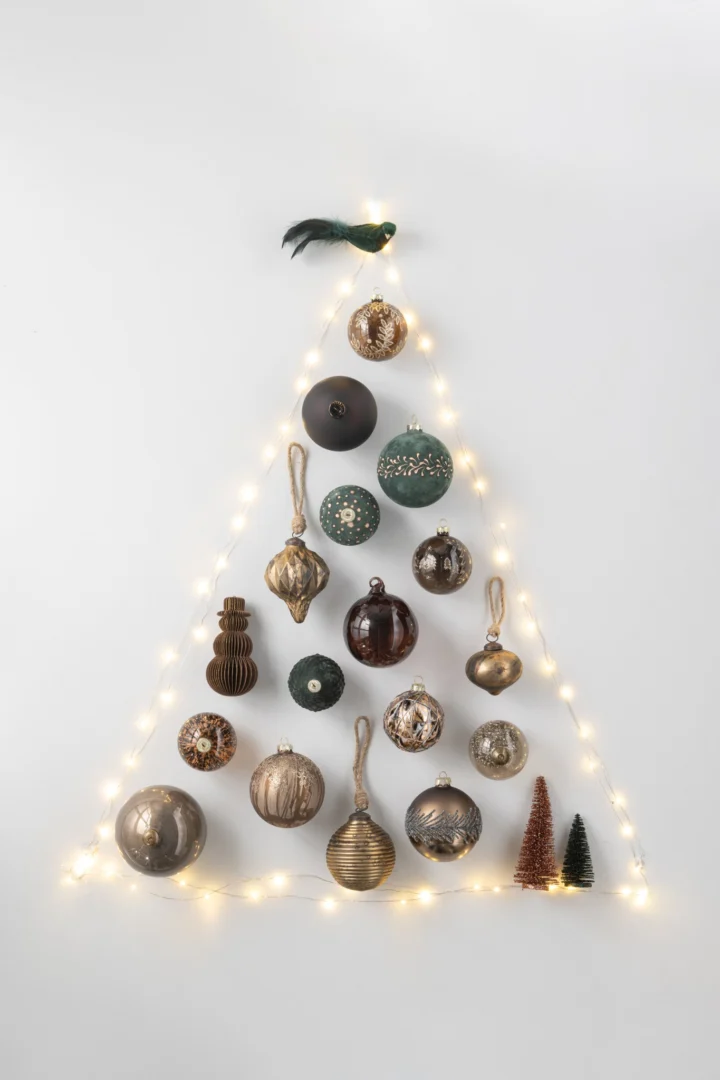 Kerstballen Fliessang glas goud, set van 3 met antieke uitstraling en warme glans voor kerstdecoratie