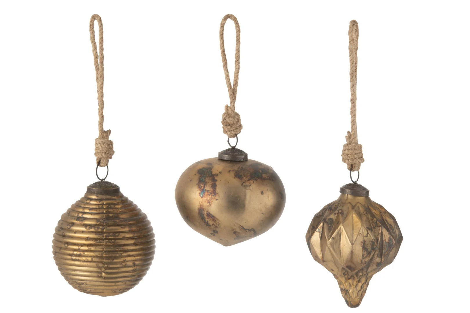 Kerstballen Fliessang Glas Goud - Set van 3 - Afbeelding 2