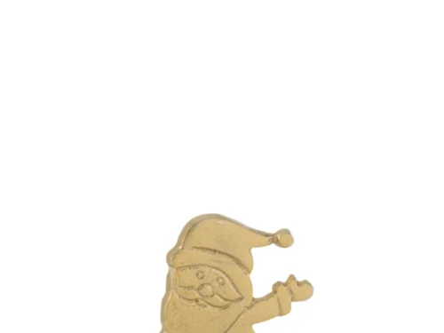 Mauldang decoratiefiguur Santa-ster goudkleurig aluminium op mangohouten voet, 16 cm