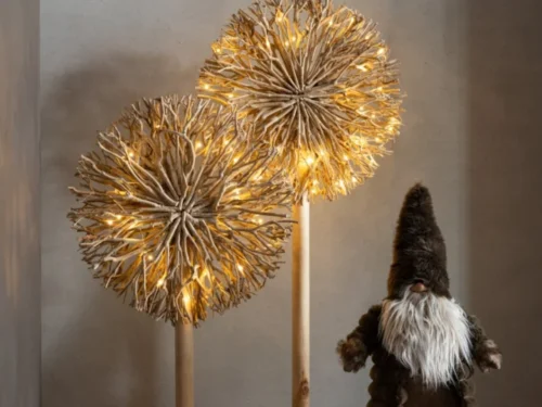 Bruin decoratiefiguur Graumand van polyester, 64 cm hoog, speels winteraccent met lange witte baard