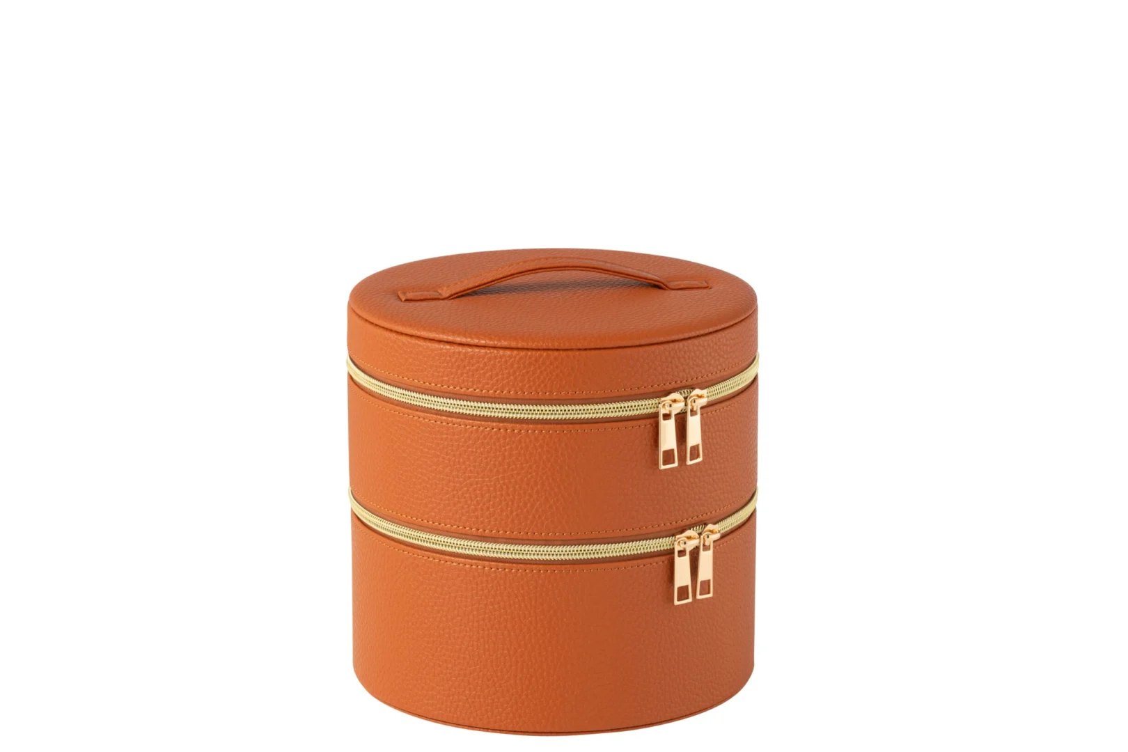 Spiegel Sarasota Bruin cosmeticakist, rond 19,5 cm, cognackleurig met ritssluiting en handgreep ਦੀ