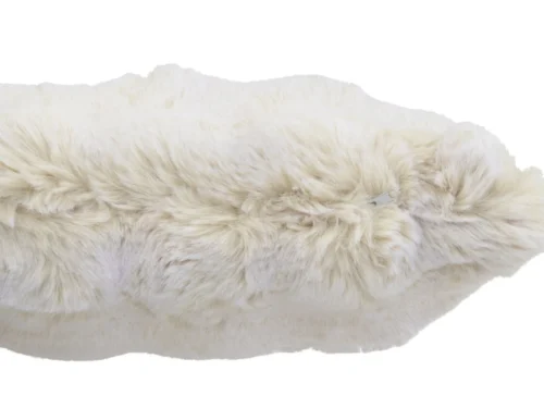 Kussen Sleldas beige 45x45 cm met zachte fluffy vachtlook en volle vulling voor een warme, luxe uitstraling