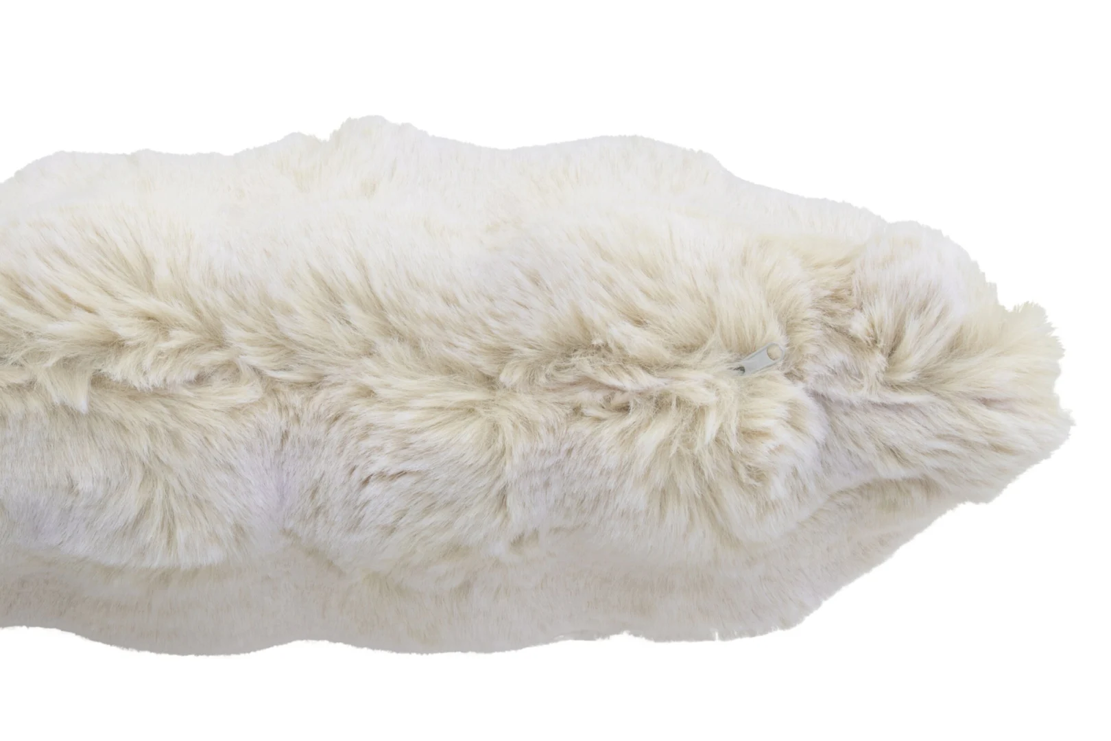Kussen Sleldas beige 45x45 cm met zachte fluffy vachtlook en volle vulling voor een warme, luxe uitstraling