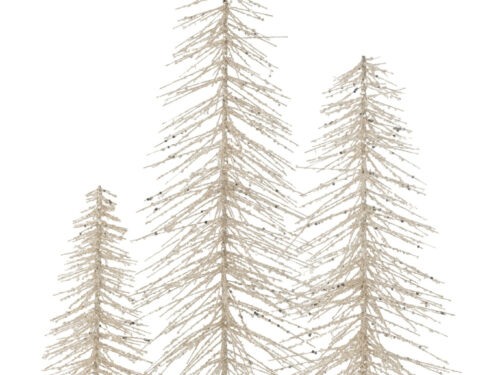Klessas metalen kerstboom zilver H58 cm met glitterfinish, smal design en ronde voet